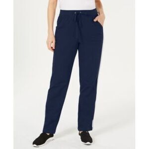 Karen Scott Colorblocked Stripe Pull-on Pants Intrepid Blue M